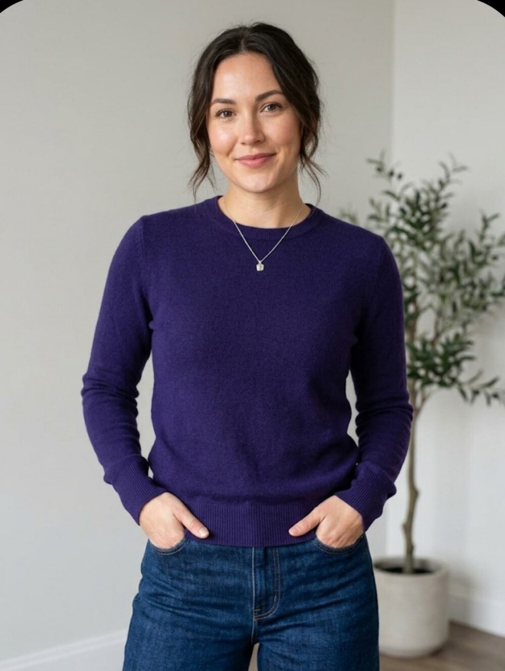 Qualfort Sweater Crew Neck Small Navy Blue